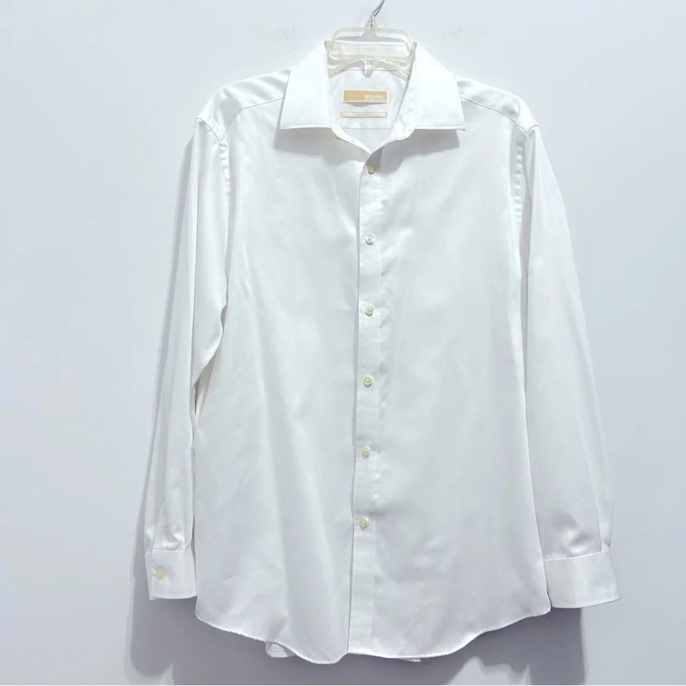 MICHAEL Michael Kors Slim Fit Women White Poplin Button Down Professional Shirt